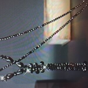 Elegant Black Long Crystal Beaded Necklace